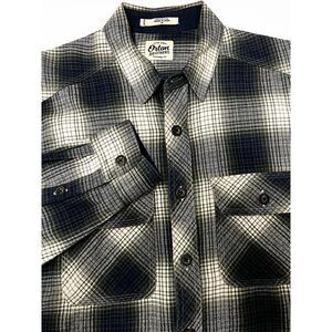 Orton Brothers Blue/Grey Plaid Long Sleeve Heavyweight Flannel Shirt Size Medium